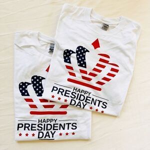 Set of 2 Mens Tshirt Shortsleeve Pullover Crew Casual Happy Presidents Day XL